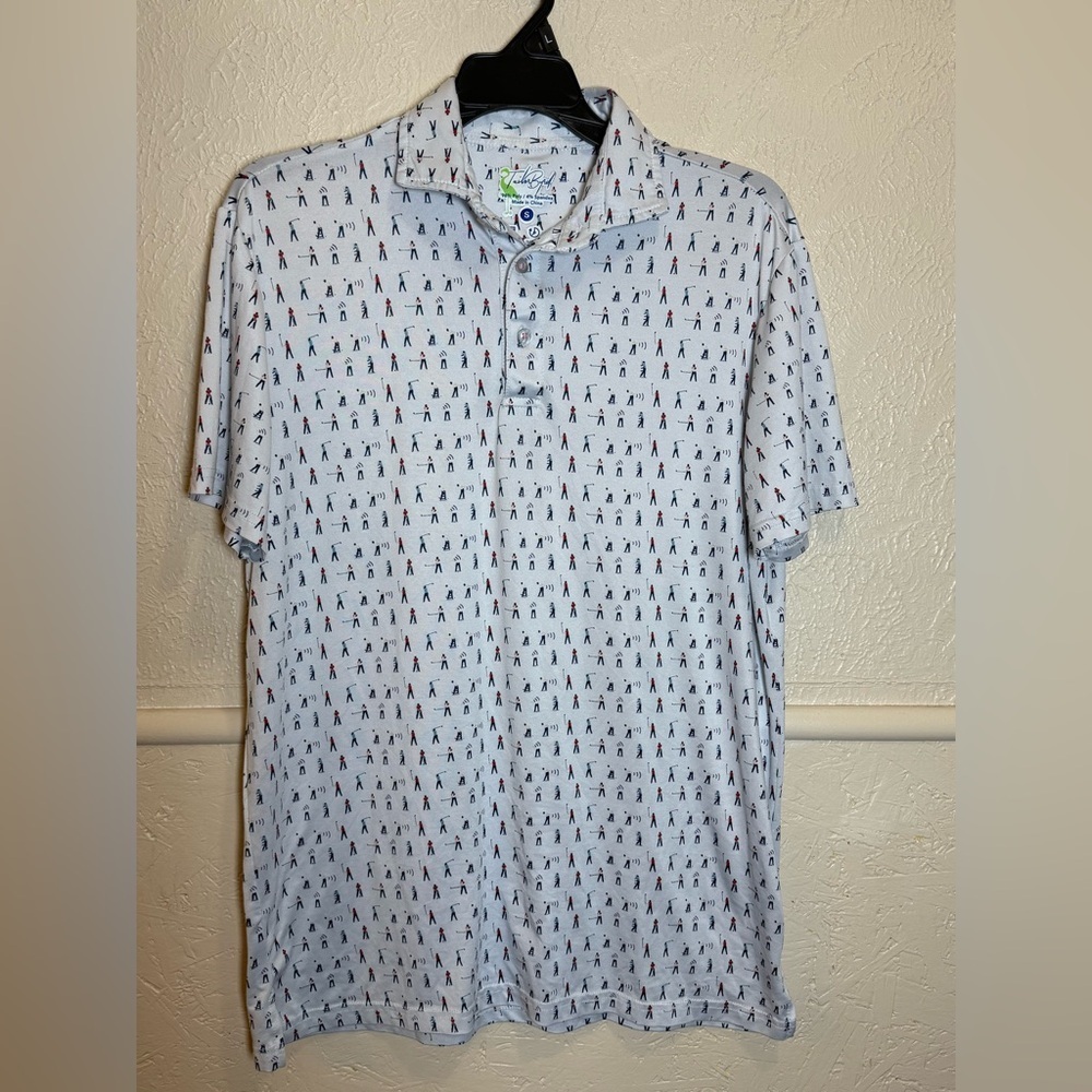 Taylor Byrd Golf Polo SPF 30 Wicking Quick Dry Stretch White Shirt Mens Small